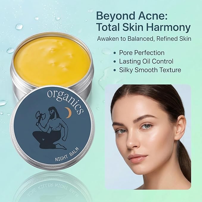 Acne & Redness Relief Balm, Natural Face Cream for Blemish & Oil Control, Plant-Based Moisturizing Skin Care for Sensitive, Oily & Combination Skin, 1PCS