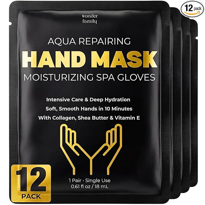 Hand Mask – Moisturizing Gloves for Dry Cracked Hands – 15-Minute or Overnight Treatment, Collagen Hand Masks, Hand Moisturizer Cotton Gloves for Sleeping Alternative, Repairing Treatment for Women