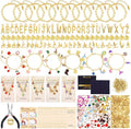 Wurosi 413 Pieces Gold Paperclip Charm Bracelet Making Kit, Including Paperclip Chain Bracelets, Charms, Jump Rings, Gift Bags, Pliers for Crafts Beginner Supplies Gift