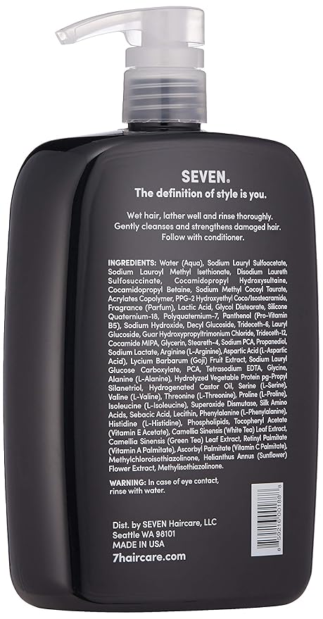 SEVEN Kente Bond Repair Shampoo, Strengthening Shampoo for Damaged Hair Split Ends, Bond Building Cleanse with Green Tea Guar ProVitamin B5 for Repair Hydration, 32oz