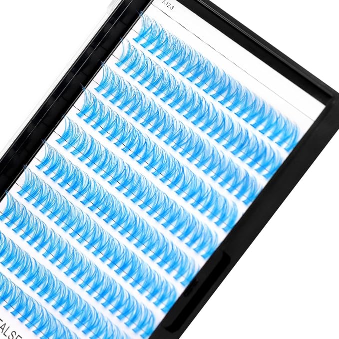 →VAYATOR False Eyelashes 3Styles D Curl 10-18mm 200Pcs To Choose Lashes Extensions Cluster Individual Lash Extensions Reusable False Eyelashes Easy Grafting （Light Blue-D Curl-16mm）