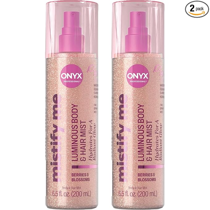 Onyx Professional Hydrating Body and Hair Mist, Berries and Blossoms, 6.5 fl oz, 2pk - Shimmer Hair and Body Mist Creates a Radiant Glow with Lightweight Moisture