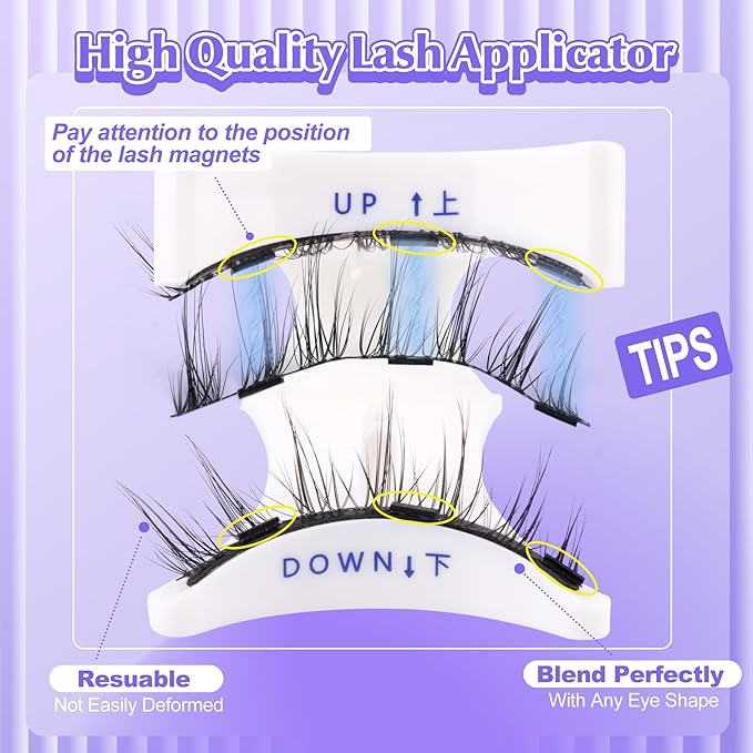 Magnetic Eyelashes with Applicator Reusable Magnetic Lashes without Eyeliner Natural Anime No Glue Needed Magnetic Lashes Manga Magnetic Eyelashes Kit