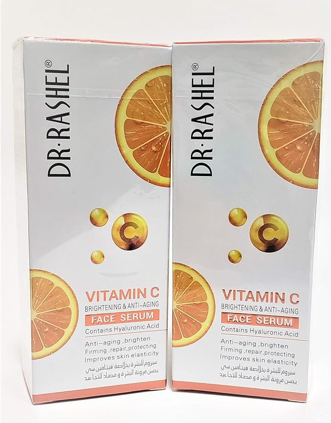 Dr Rashel Vitamin C Face Serum | Hyaluronic Acid , Firming and Anti Aging ( Pack of 2 ) + 1 Pair of Collagen Crystal Eye Mask