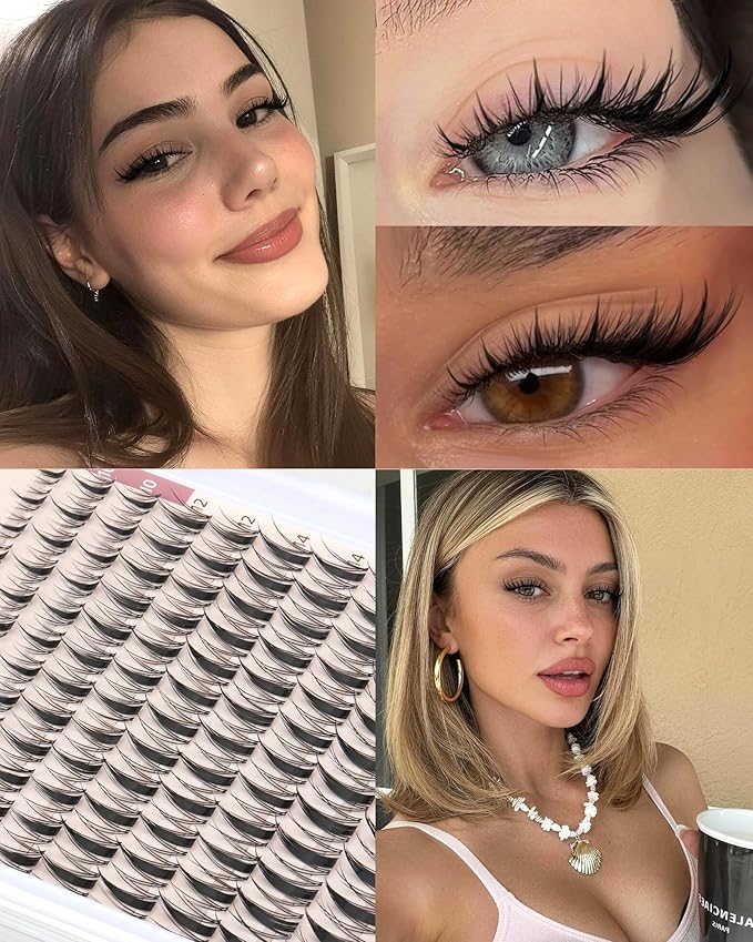 TNFVLONEINS Fairy Lash Clusters Manga Eyelash Clusters Natural Wispy Lash Extension C Curly Clear Band Cluster Eyelash Clusters with Spikes Anime Individual Lashes Clusters Pestañas Postizas Naturales