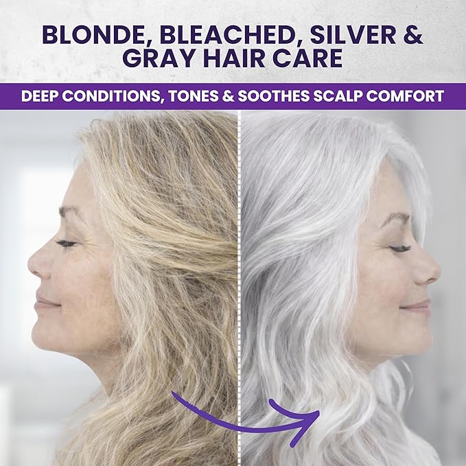 KESMEDIK Tea Tree Purple Hair Mask Toner with Argan Oil, Deep Conditioner for Dry Damaged Bleached, Blonde Silver White & Gray Hair Toner, Itchy Scalp Relief, Removes Brassy & Yellow Tones