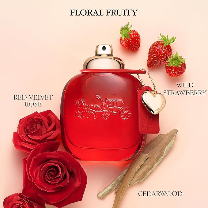 Coach Love Eau de Parfum - Women's Fragrance - Floral Fruity - With notes of Wild Strawberry, Red Velvet Rose & Vibrant Cedarwood - 1.7 Fl Oz