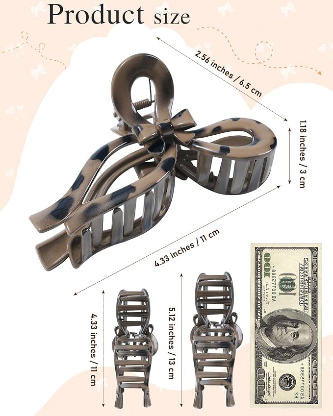 4 PCS Bow Hair Clips for Women Bow Claw Clip 5" Extra Large Hair Claw Clips for Thick and Long Hair Cute Bows Big Clip Mother’s Day Gift for Mom