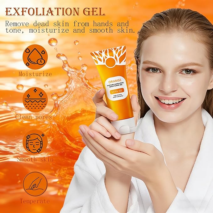 Orange Exfoliating Gel, 2026 Exfoliating Cleansing Gel Scrub, Pore Orange Peeling Scrub, Deep Clean Pores, Remove Blackheads & Moisturize Skin, All Types Skin