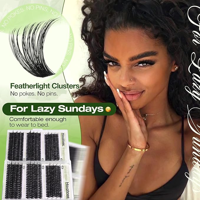 D-Curly Cluster Eyelash Extensions 480Pcs Volume Lash Extensions DIY Eyelash Extensions for Beginners Wispy Eyelash Clusters Natural Full Thick Individual Lashes Clusters (60D 80D 100D Mixed, 10-16MM)