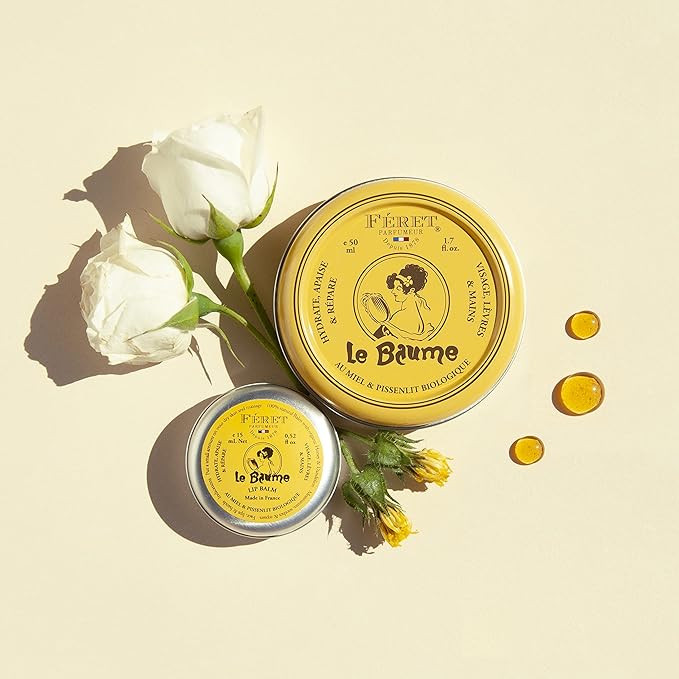Feret Parfumeur Le Baume Multi-Purpose Balm – Rose Poudré – Natural Lip Balm with Shea Butter & Honey – Hydrating Moisturizer for Dry Skin, Lips & Cuticles – Made in France – 15ml/0.52 Ounce