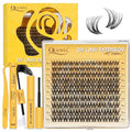 QUEWEL DIY Lash Extension Kit, Wispy Lash Clusters Kit D 10-16mm Lash Clusters Natural Look Super Thin Band Cluster Lashes Kit 120 PCS with Lash Bond and Seal and Lash Tweezers(Feather 03 Kit)