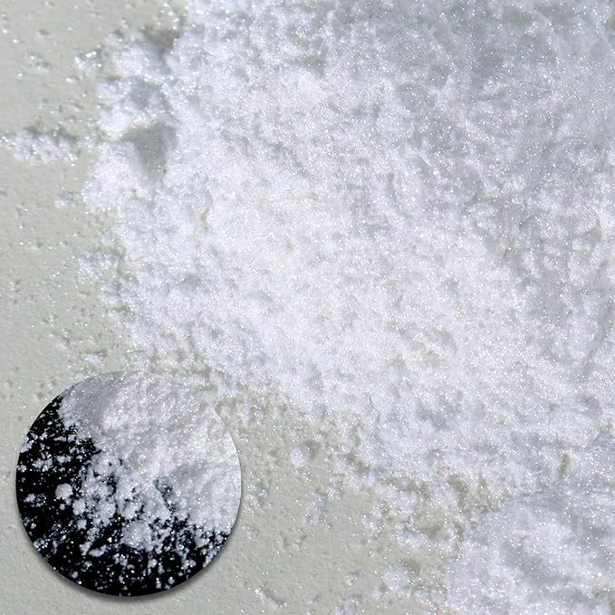 Ceya Interference Mica Powder, 1.8oz/ 50g Ice White Chrome Nail Powder, Cosmetic Grade Pearlescent Effect Color Shift Pigment for Epoxy Resin, Makeup Shimmer, Nail Polish, Soap Candle Making, Slime