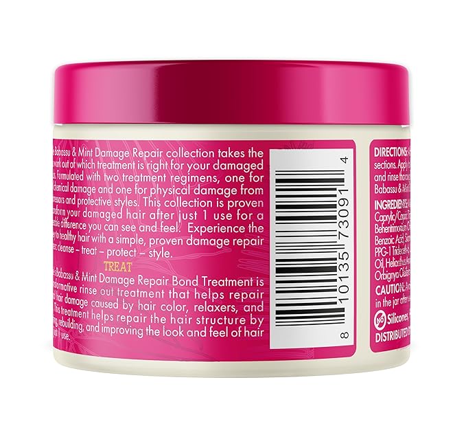 Mielle Organics Babassu & Mint Damage Repair Bond Treatment for Chemical and Heat Damaged Hair, 5.5 Ounce