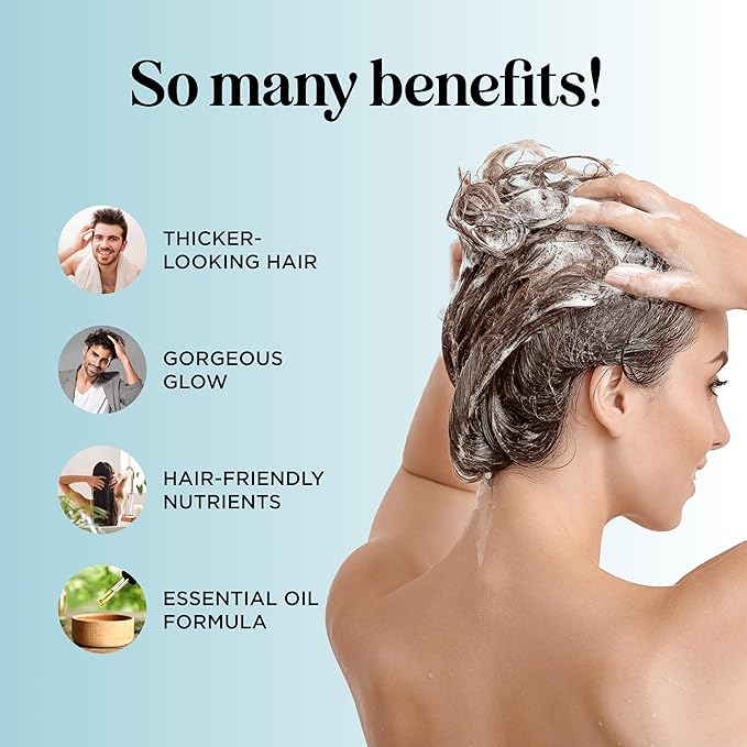 Volumizing Biotin Shampoo for Thinning Hair - Invigorating Peppermint Shampoo for Fine Hair with Argan Coconut and Olive Oils - Vegan & Color Safe - Paraben Silicone & Sulfate Free (16 Fl Oz)