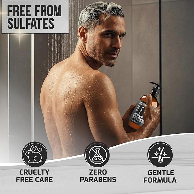 Mens Shampoo - Sulfate Free for Thinning Hair - Volumizing and Hair Thickening - Salon Grade, Professional Formula for Thin and Fine Hair Men - Strengthening Paraben Free Shampoo - 16 Fl Oz