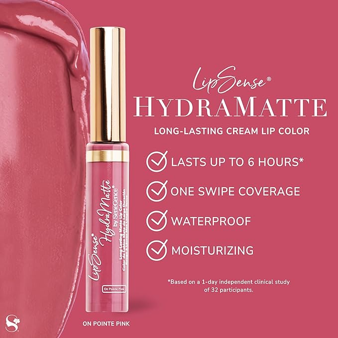 SeneGence LipSense HydraMatte Long-Lasting Liquid Lipstick – On Pointe Pink, 0.25 Fl Oz Up to 6-Hour Wear. Waterproof. Transfer-Proof Cream-to-Matte. Hydrating. Vegan. Alcohol-Free.