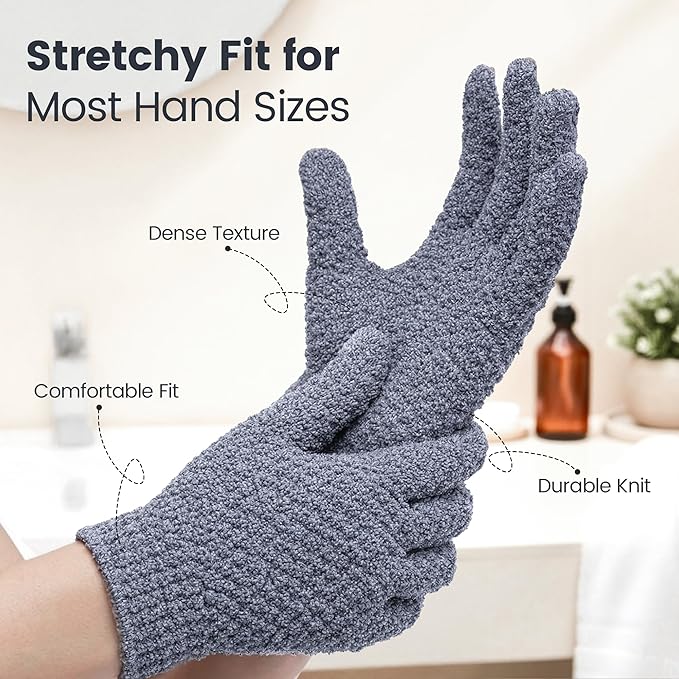 Yiclick Heavy Exfoliating Gloves 4Pcs, Exfoliating Mitt, Body Scrubber for Bath Shower Exfoliation, Body Scrub Exfoliator for Dead Skin Remover, Exfoliate Sponge Loofah Washcloth Men Women