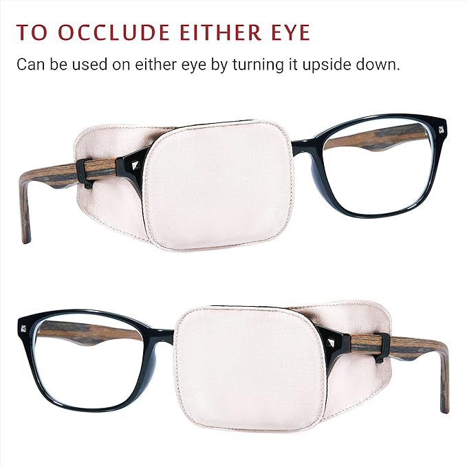Astropic 2Pcs Silk Eye Patches for Adults Kids Glasses to Cover Either Eye (Medium, Creamy Beige)