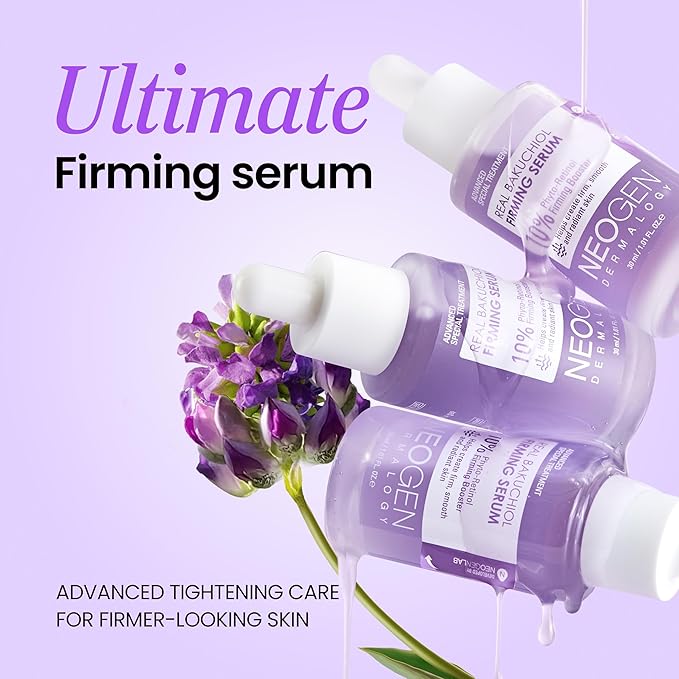 NEOGENDERMALOGY Real Bakuchiol Firming Serum 1.01 Fl Oz (30ml) - Natural Retinol Alternative for Sensitive skin, Day & Night Facial Serum Firms & Minimizes Fine Lines - Korean Skin Care
