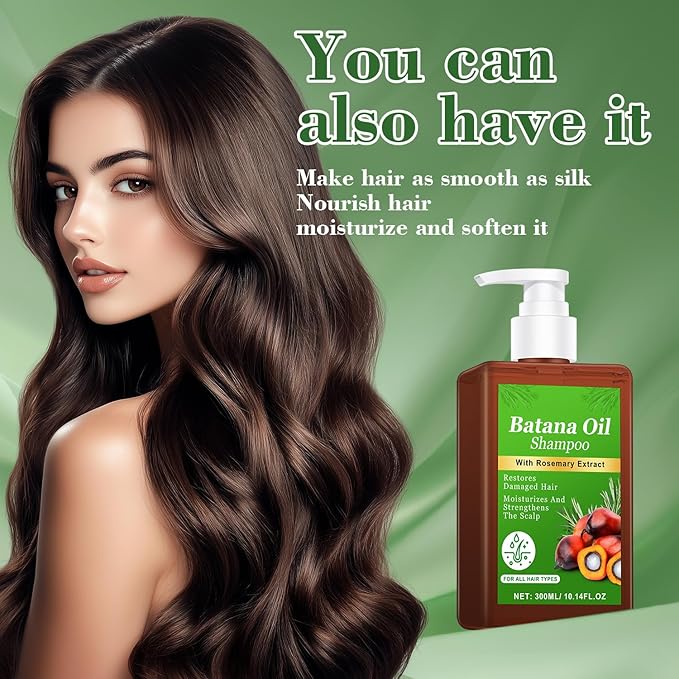 -Promote Hair Growth,Rosemary Shampoo,Nourishes Scalp, Reduces Breakage & Adds Shine,Reduces Hair Loss (Batana Shampoo-(10.1 fl oz))