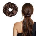 ZLYC 100% Mulberry Silk Hair Tie Scrunchie 19 Momme Gentle Creaseless Dent-Free Ponytail Holder for Women, 6cm Solid Coffee