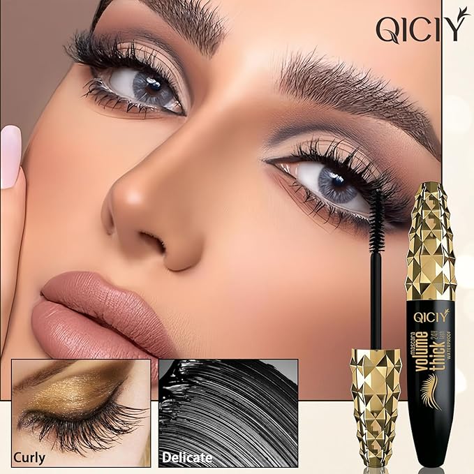 Volumizing Mascara Long-Lasting, Waterproof, Curling & Separating Formula for Dramatic, Natural-Looking Lashes Black