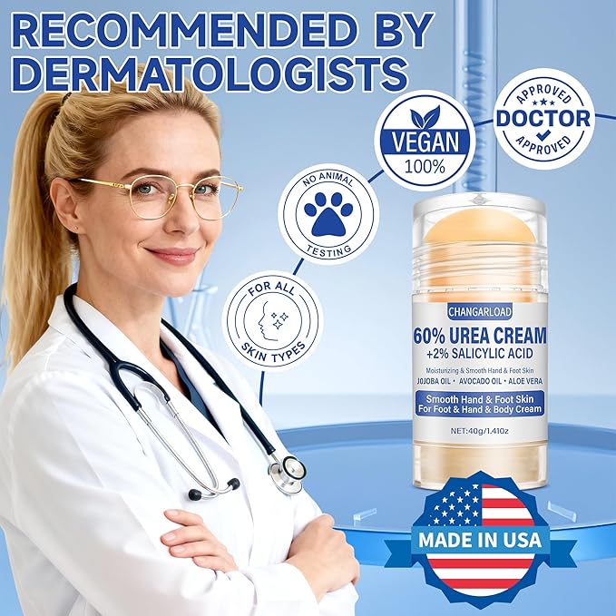 Urea Cream 60 Percent For Feet Maximum Strength - Intensive Repair Dry Cracked Skin, Urea Cream For Foot, Foot Cream For Dry Cracked Heels and Feet, 2 Pcs - 1.41 Oz