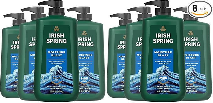 Irish Spring Moisture Blast Body Wash,30 Oz Pump,(Pack of 8)