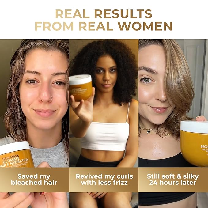VAO Deep Conditioning Hair Mask for Damaged Hair - Hydrating Hair Mask for Damaged Dry Hair with Argan Oil, Shea Butter, Keratin + Hyaluronic Acid - Hair Repair Treatment for Dry & Color Treated Hair