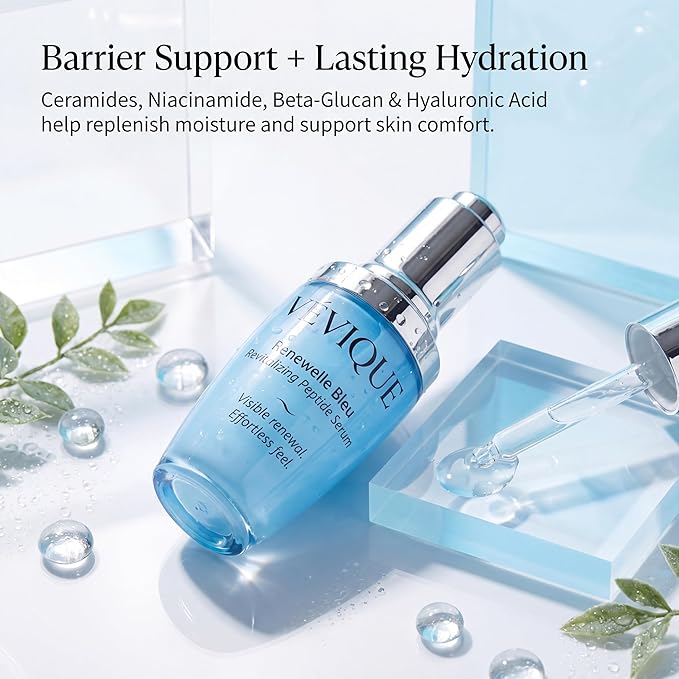 Renewelle Bleu - Multi Peptide Serum with Copper Peptides (GHK-Cu), Epidermal Growth Factor (EGF), Niacinamide & Ceramides, Firming Face Serum for Fine Lines, Hydration & Radiance, 1 Fl Oz