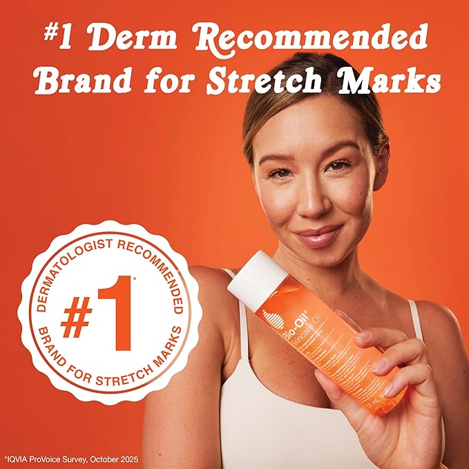 Bio-Oil Skincare Body Oil Serum, Face and Body Moisturizer with Vitamin E & A, for Scars, Stretch Marks, Sensitive Skin, All Skin Types, Dermatologist Recommended, Non-Comedogenic, 2 Oz