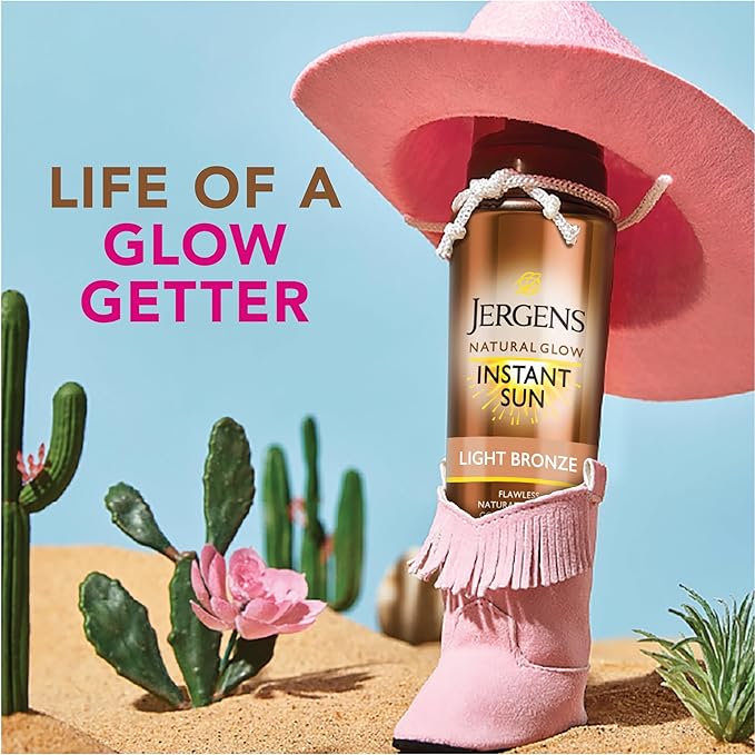 Jergens Natural Glow Instant Sun Body Mousse, Self Tanner for Light Bronze Tan, Sunless Tanning Body Bronzer for Natural Looking Color Instantly, 6 Oz