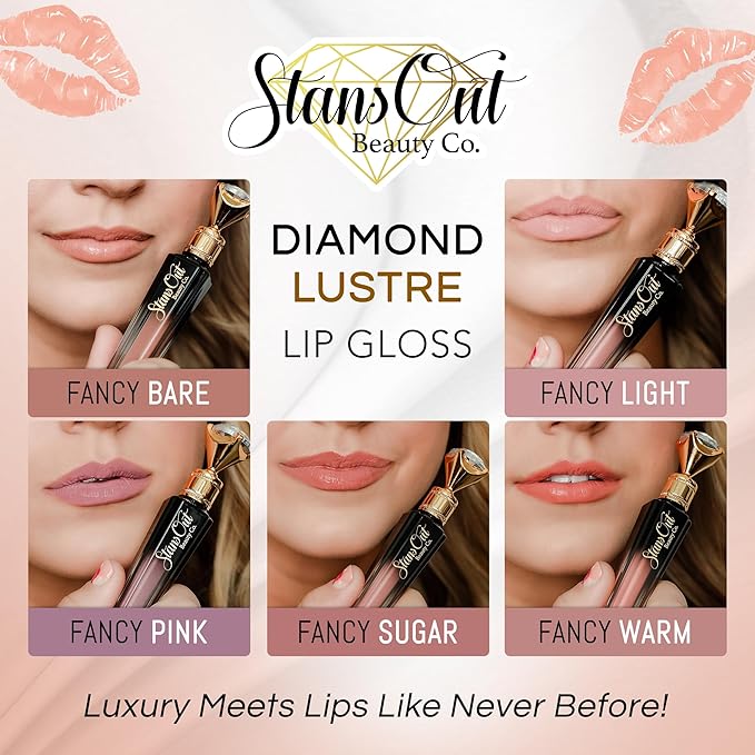 StansOut Beauty Diamond Lustre Fancy Light Hydrating Lip Gloss | Cute Nude Moisturizing Butter-Smooth Colors | Shades for Naturally Plump & Pout, Sparkling clear finishes & Glossy Choices.