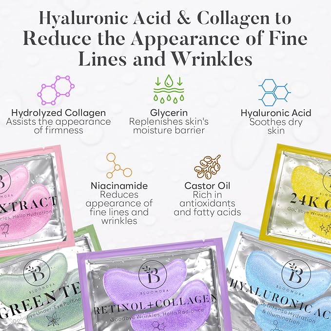 BLOOMORA Variety Under Eye Patches (30 Pairs) - Dark Circles & Puffy Eyes Care - Eye Care Mask for Refreshment - 5 Varieties