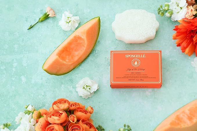 Spongellé Lily of The Valley Pedi Buffer Bath Sponge | Exfoliating Foot & Heel Scrub | Cleanse, Exfoliate, and Nourish | Cruelty-Free, Vegan, Dermatologist-Tested, Made in USA | 30+ uses