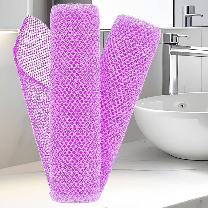 African Net Sponge Set (2 Pieces) - Exfoliating Scrubber for Face/Body, Travel Portable, Long-Lasting, Gentle Exfoliation for Men & Women(Purple,Purple)