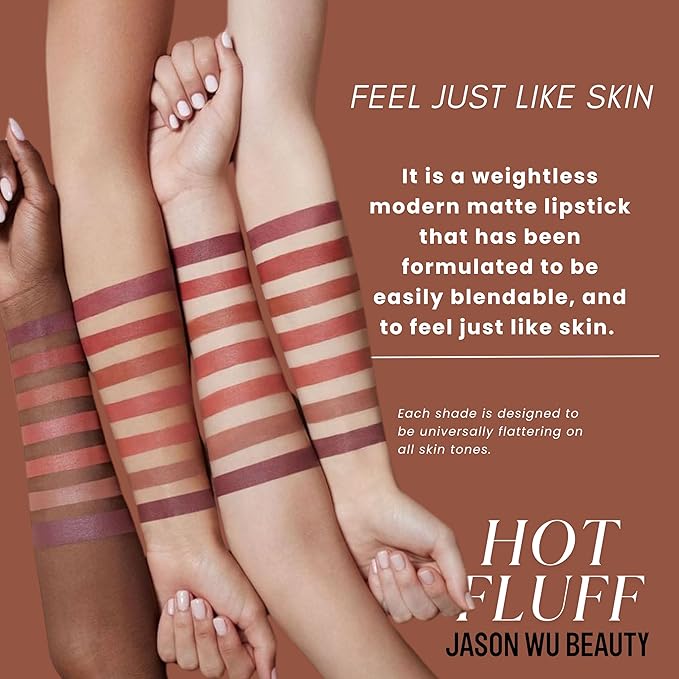 Jason Wu Beauty Hot Fluff Modern Matte Lipstick - 3-in-1 Lipstick, Blush, Shadow, 3.8g 0.134oz (Pecan Pie, 3.8g)