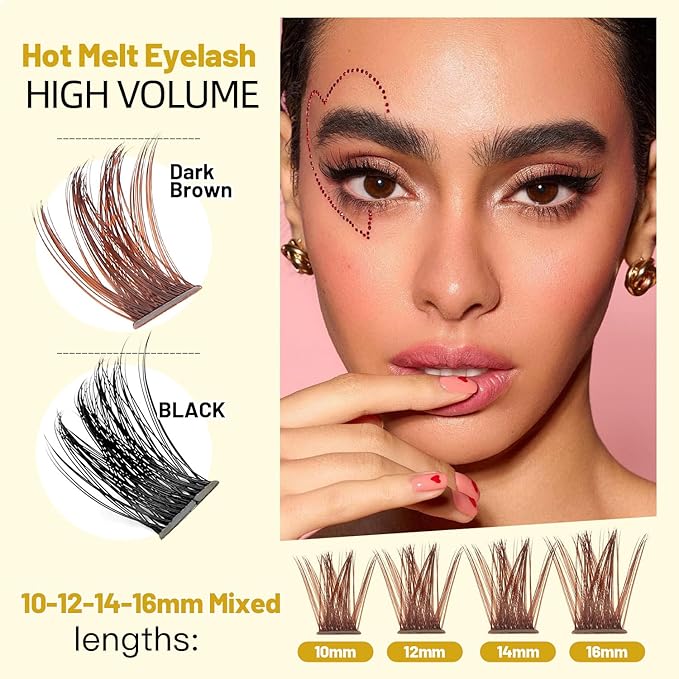 →VAYATOR Color Lash Cluster Light Brown/Dark/Black Brown False Eyelashes Professional Makeup Lash Cluster Grafted Eyelash Extension (Dark Brown-12-18mm Mixed)