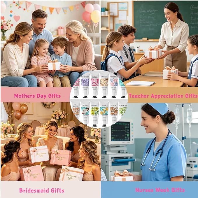 24 Pack Hand Cream Gifts Set for Women,Mothers Day Gifts Bulk,Teacher Appreciation Gifts,Nurses Week GiftHand Cream Travel Size Hand Lotion Bulk,Mini Moisturizer Lotion for Dry Hands,Bridesmaid Gifts