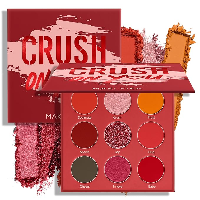MAKI YIKA Red Eyeshadow Palette Matte Eye Shadow for Women Long Lasting High Pigmented 9 Shade Glitter Shimmer Matte Red Eye Shadows -9Red