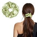 ZLYC 100% Mulberry Silk Hair Tie Scrunchie 19 Momme Gentle Creaseless Dent-Free Ponytail Holder for Women, 6cm Solid Sage Green