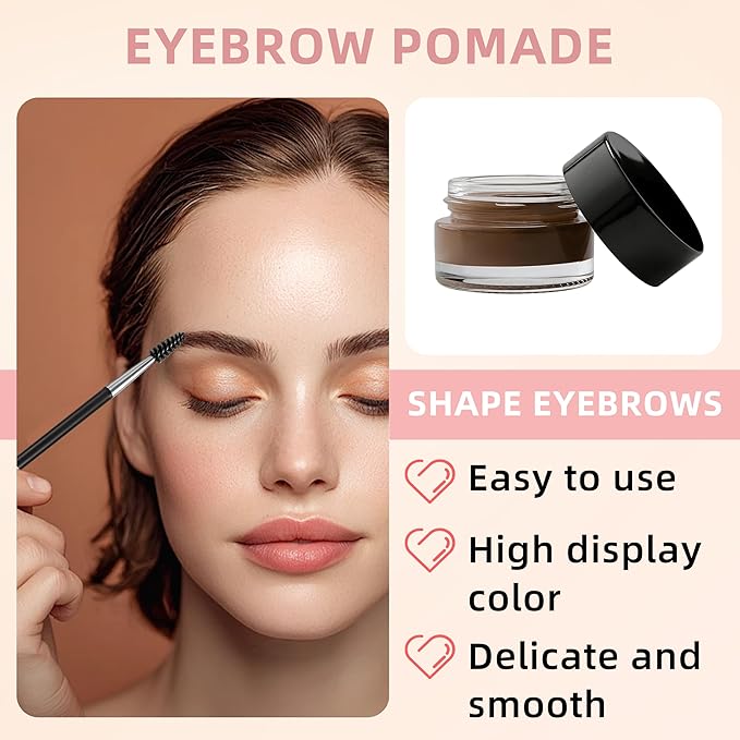 Eyebrow Pen Makeup Kit, Waterproof 4-Tip Microblading Eyebrow Pencil & Eyebrow Pomade, Dual-Ended Brush, Long-Lasting Smudge-Proof Brow Kit for Natural Wild Brows, Dark Brown