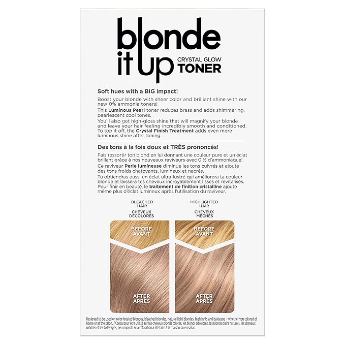 Clairol Blonde It Up Crystal Glow Toners Demi-Permanent Hair Dye, Luminous Pearl Hair Color, Pack of 2