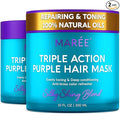 MAREE Deep Conditioning Purple Hair Mask for Blonde Hair 2 PACK – Purple Toner for Brassy, Bleached, Silver, or Color Treated Hair – Keratin Hair Treatment – Matizador Para Cabello Rubio