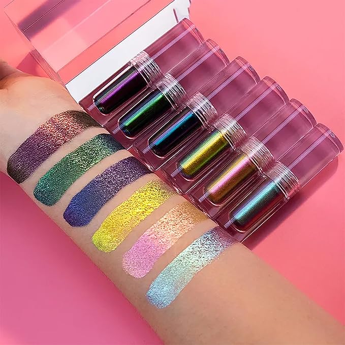 R.Y.M Golden Chameleon Glittering Eyeshadow Liquid Glitter Eyeliner Shimmer Quick-drying Waterproof Wicked Makeup Multi-Dimensional Eye Looks (5#, 0.06 Ounce (Pack of 1))