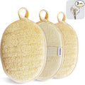 YIQINGJIE Natural Loofah Sponge Exfoliating Body Scrubber (3 Pack),Made with Eco-Friendly and Biodegradable Shower Luffa Sponge, Loofah for Women and Men, Beige
