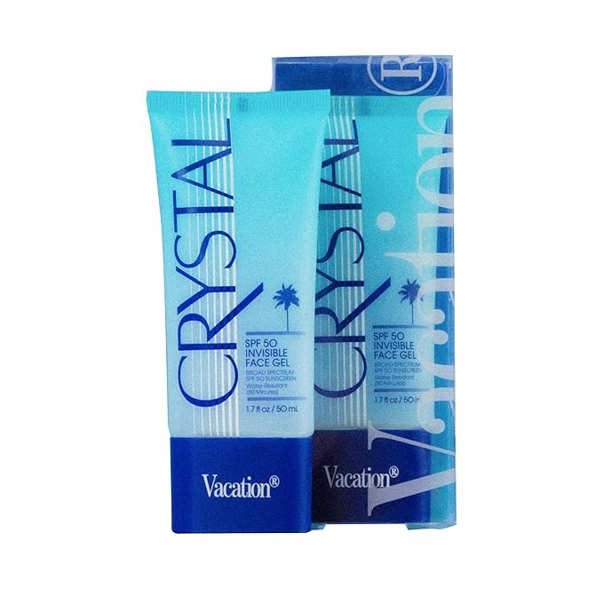 Vacation Crystal SPF 50 Face Gel, Clear Sunscreen, Hydrating & Nourishing, Water-Resistant, Fragrance-Free, Travel Size, 1.7 Fl. Oz. | Clear Sunscreen, Hydrating, Nourishing, Water-Resistant, Travel Size
