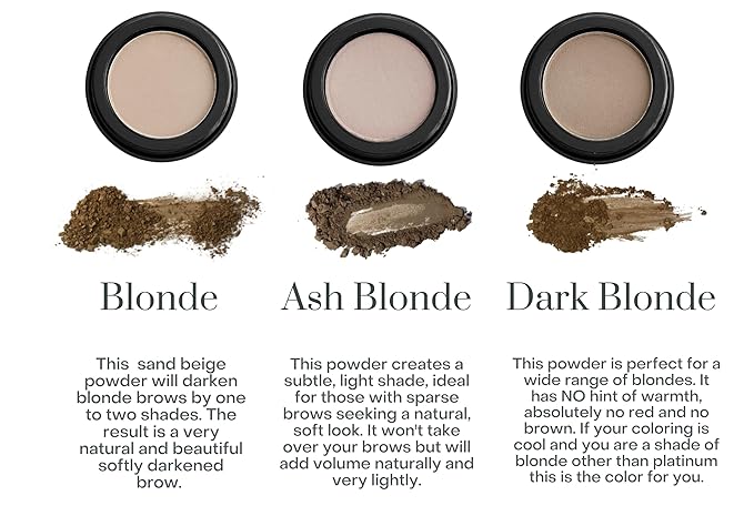 Marie-José Ash Blonde/Putty Eyebrow Powder: Subtle, light Blonde shade - Effortless All-Day Brow Beauty - Compact Size 0.10oz for Purse or Travel Size - Made in USA