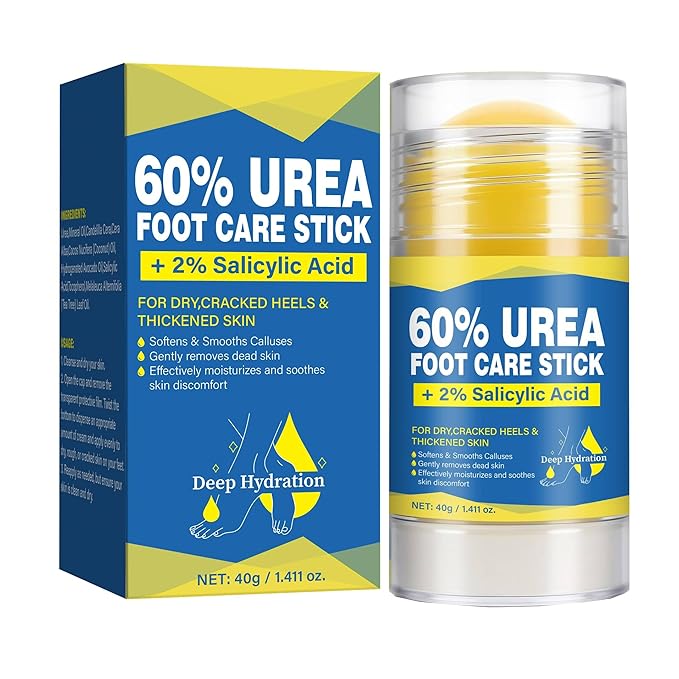 60% Urea with 2% Salicylic Acid Urea Foot Care Stick, Maximum Strength Callus Remover & Cracked Heel Repair Balm, Non-Greasy Foot Moisturizer for Dry Skin 1.41 Oz (1pcs)
